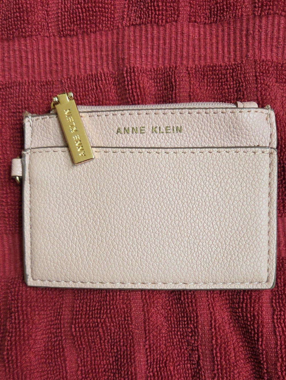 Light Pink Pebbled Faux-Leather Card Holder Wallet by Anne Klein